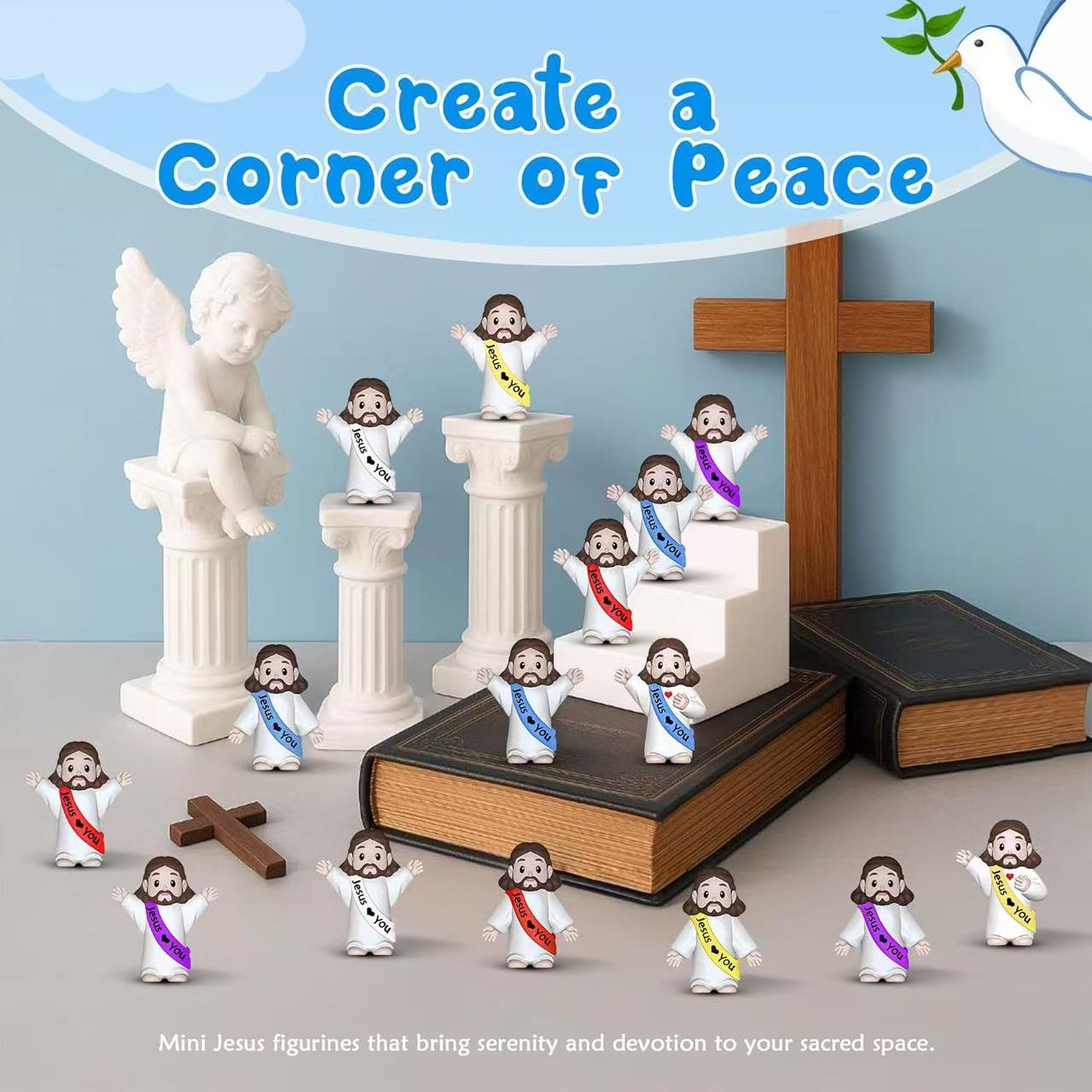 50件，派对中心件，迷你耶稣雕像，松散的小耶稣雕像，基督救世主寻宝，第一次圣餐，vbs手工艺品，教堂，周日宗教派对礼物，洗礼礼物 商品详情 0