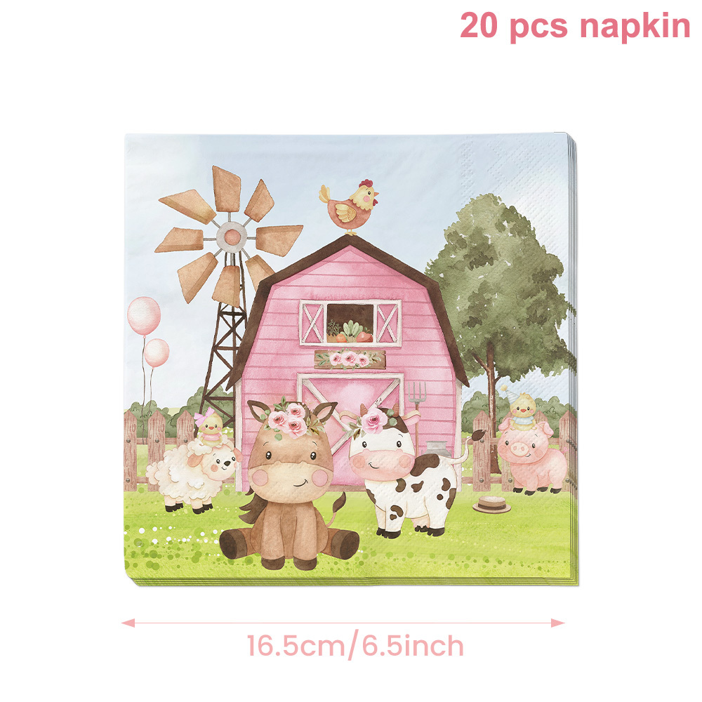 Image of 20pcs Farm Aniaml Party Napkins For Farm Aniaml Theme Birthday Party Decorations Supplies, Spring Party Decor Birthday Party Decor & Dining Table Tissues