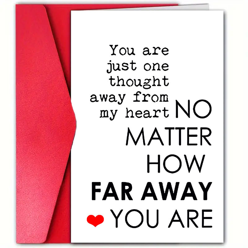 TEMU 2pcs Set: 1 Envelope + 1 Greeting Card, Distance Greeting Card - 4.72 Inches X 7.09 Inches Paper Greeting Card, Suitable For Family, , And