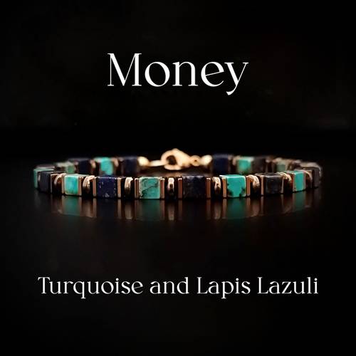 turquoise and square bead attracting wealth and handmade natural stone jewelry suitable for daily wear and gift