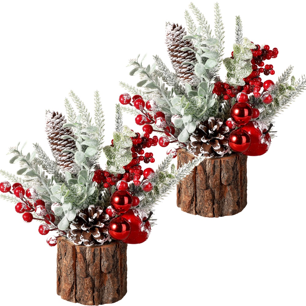 TEMU Mini Christmas Tree For Tabletop, Christmas Home Decor With Holiday Ornaments Pine Cone Greenery For New Year Christmas Decoration Holiday Decor