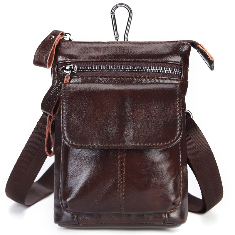 Image of Wixzor Vintage Genuine Leather Waist Bag& Crossbody Phone Pouch, Belt Holster With Adjustable Strap For Men