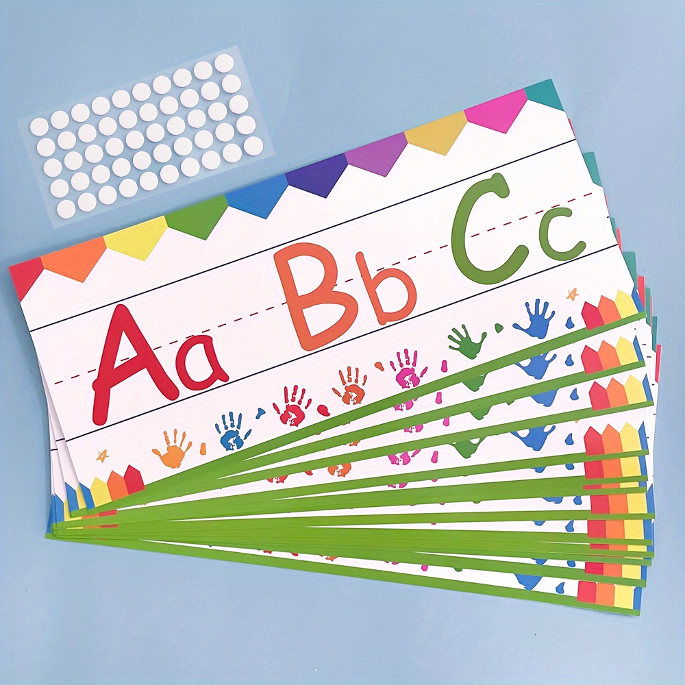 Image of 12pcs Alphabet And Number Line Strip Set | Wall Decor And Phonics Counting Border Trim | Prek-k Classroom Bulletin Board Decor (ages 3+) | And Homeschool Supplies