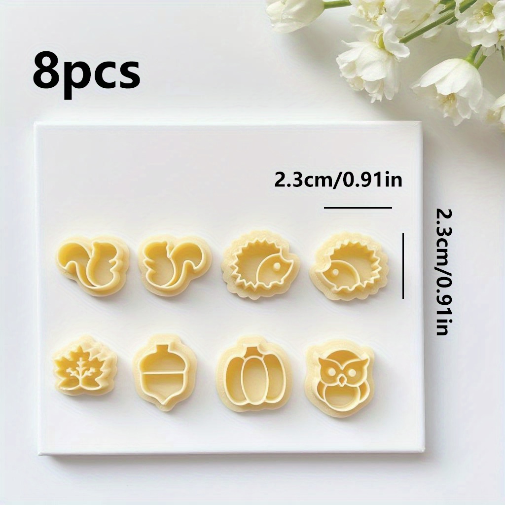 TEMU 8pcs Polymer Clay Cutters Animal & Plant, Clay Earring Molds - Animal, Pumpkin, Leaf & Flower Clay Cutters For Polymer Clay Jewelry Making, Stud