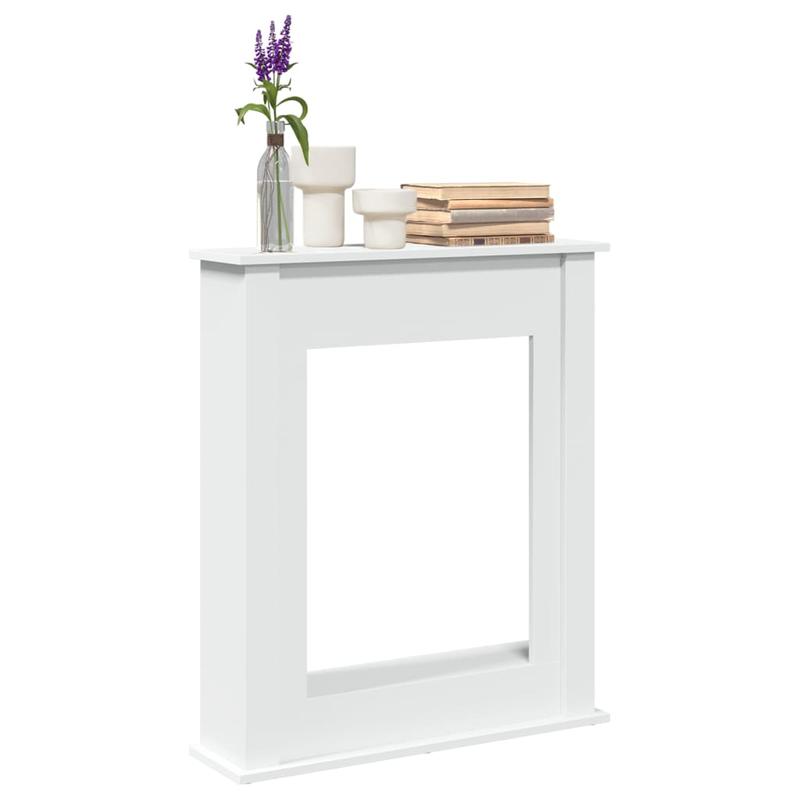 TEMU Modern Minimalist White Wood Chimney - Extra Long 75x20cm (29.5x7.87in) Fireplace With Zone, For Living Room, Home Office, Or Fireplace - Easy
