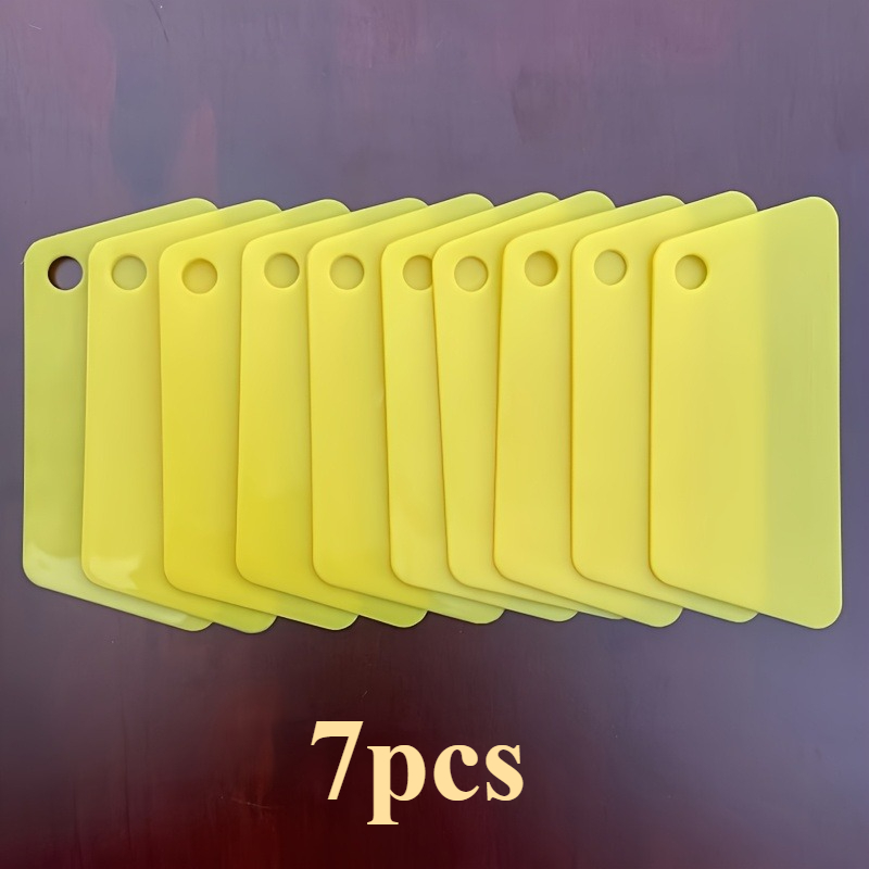 TEMU 7pcs/12pcs Multi-functional Plastic Squeegee Protective Film Scraper - Yellow, Durable And , Suitable For Diy, Home Cleaning, And Office Use,