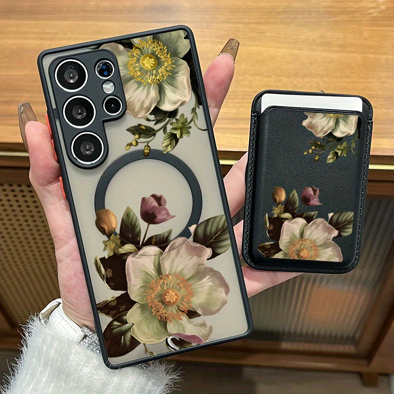 TEMU A Two-piece Set Featuring A Creative Phone Case With A And A Stylish Artificial Leather Magnetic Card Holder. Compatible With For For Galaxy