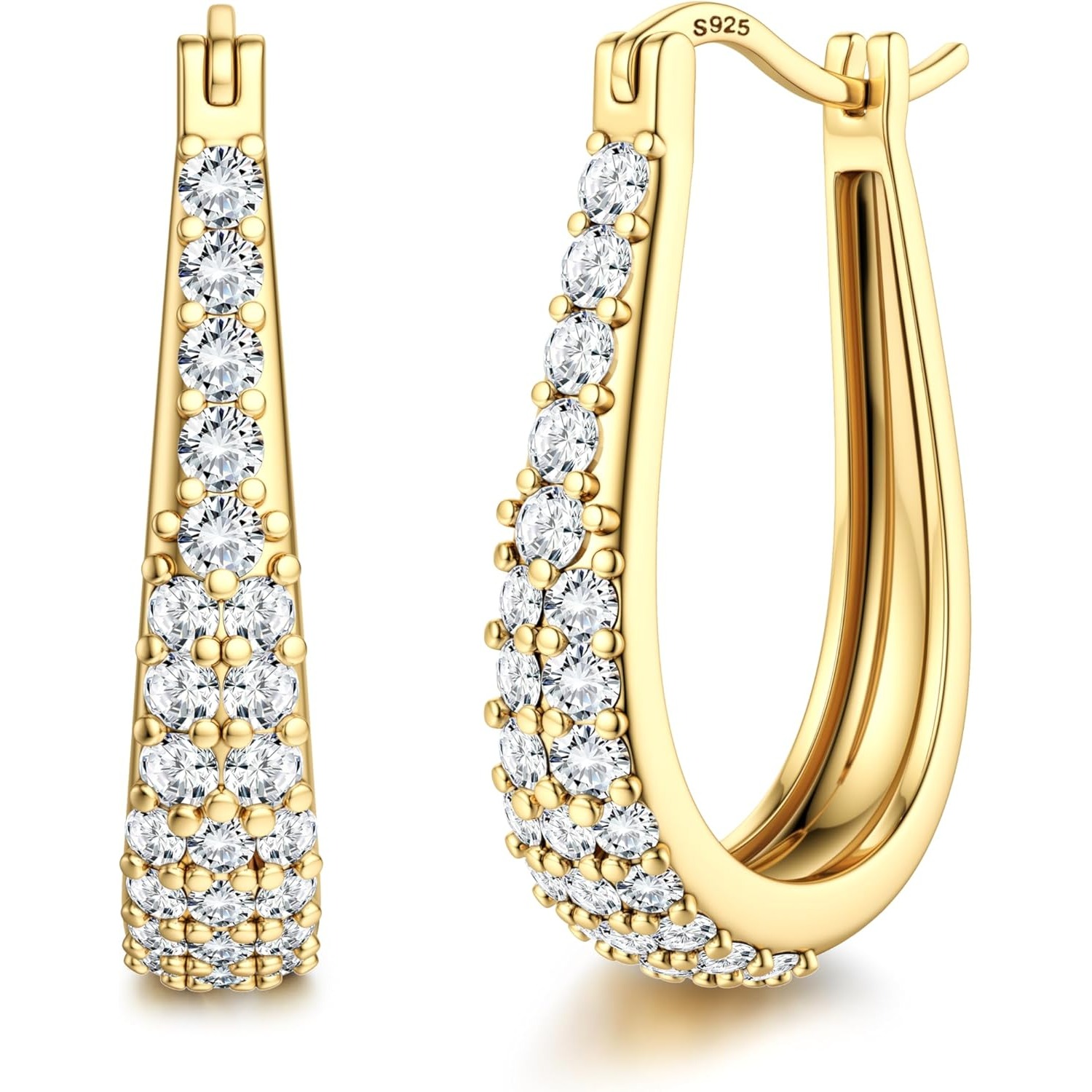 Image of 925 Silver Huggie Hoop Earrings For Women Hypoallergenic Golden Earrings Party-ready & Giftable, Includes Premium Gift Box