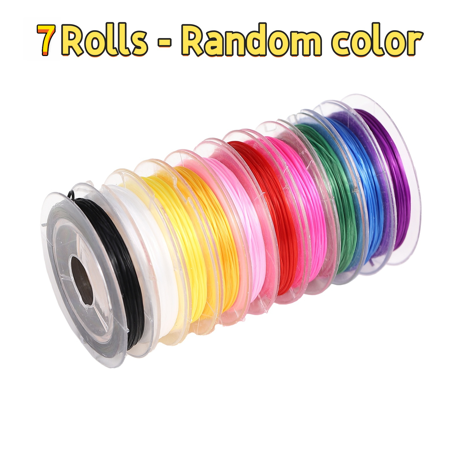 TEMU 7 Rolls Random Color Elastic Beading Cord/0.8mm Diameter Stretch Cord For Bracelet Making/transparent Elastic Beading Thread/jewelry Crafting