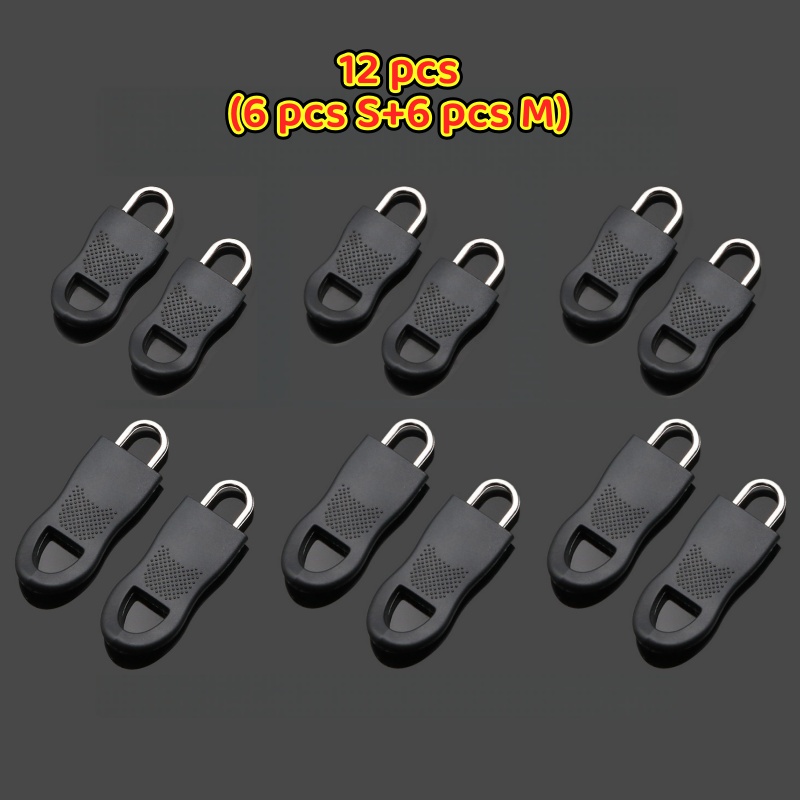 TEMU 12pcs Heavy-duty Zipper Pull Replacements, Clip-on Zipper Sliders Suitable For Bags/jackets/dresses, Removable Repair Parts, Durable Diy Zipper