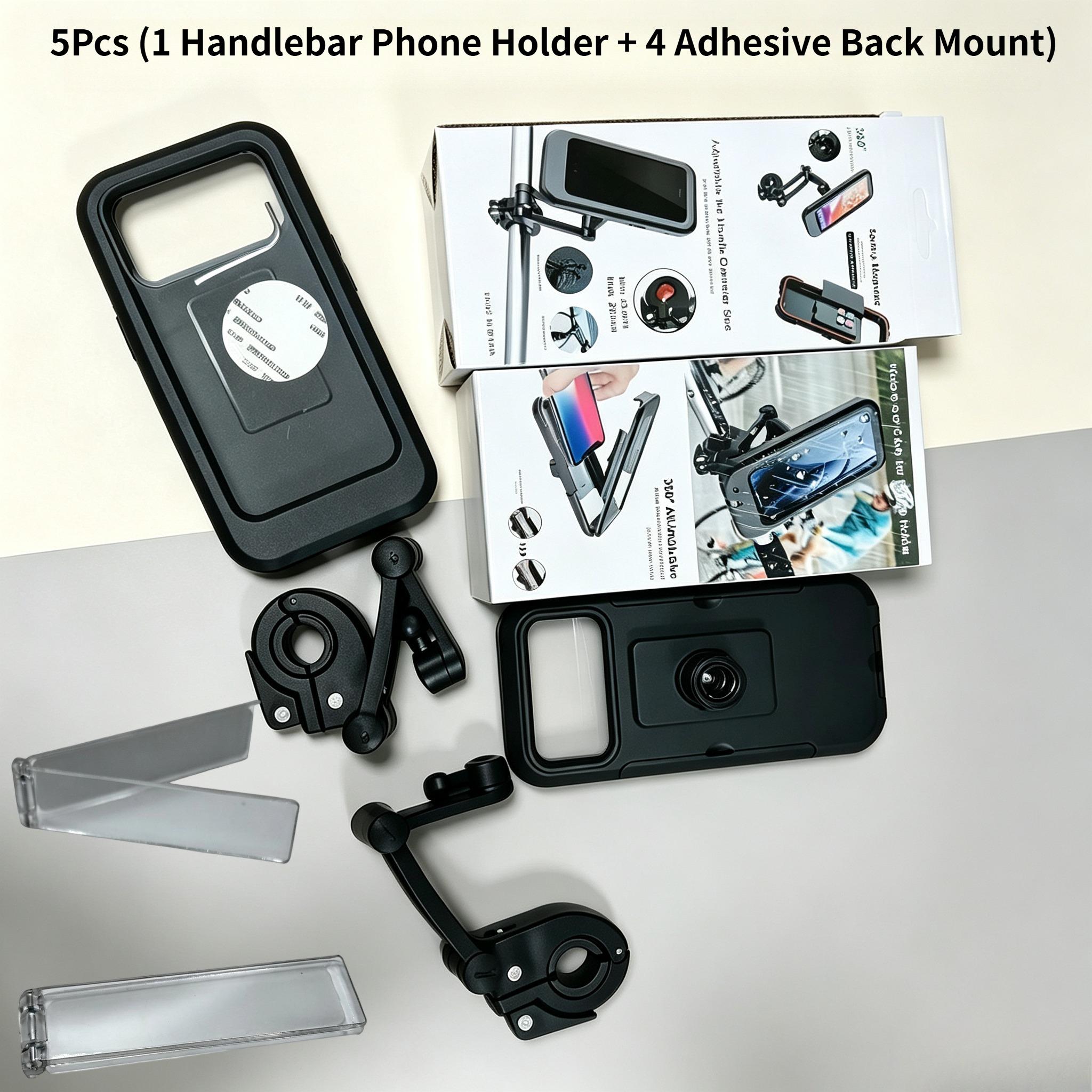 TEMU 5pcs (1pc Motorcycle Phone Holder And 4pcs Adhesive Back Mounts), Bike Phone Holder For Gps Navigation, Abs Adjustable Clamp, Universal Phone