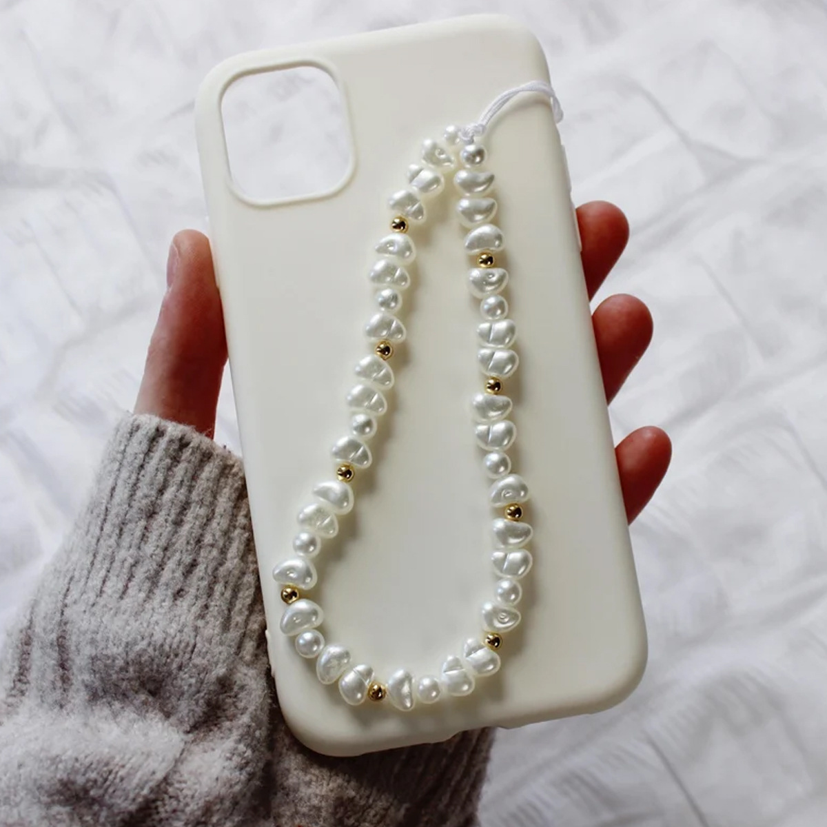 Ins Fashion Pearl Phone Strap, Women' Charm, Phone Case Beaded Chain, Ccd Camera Accessory Lanyard