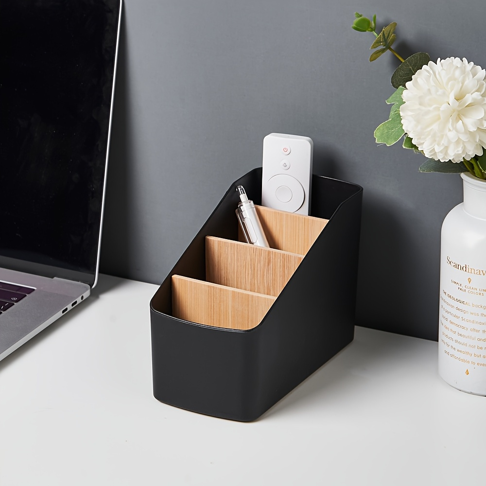 Image of 1pc The Compartments Storage Box, Detachable Bamboo And Wood Partition, Desktop Stationery, Office Sundries Organization, Cosmetics Storage, Desk & Drawer Organizer For Home Storage