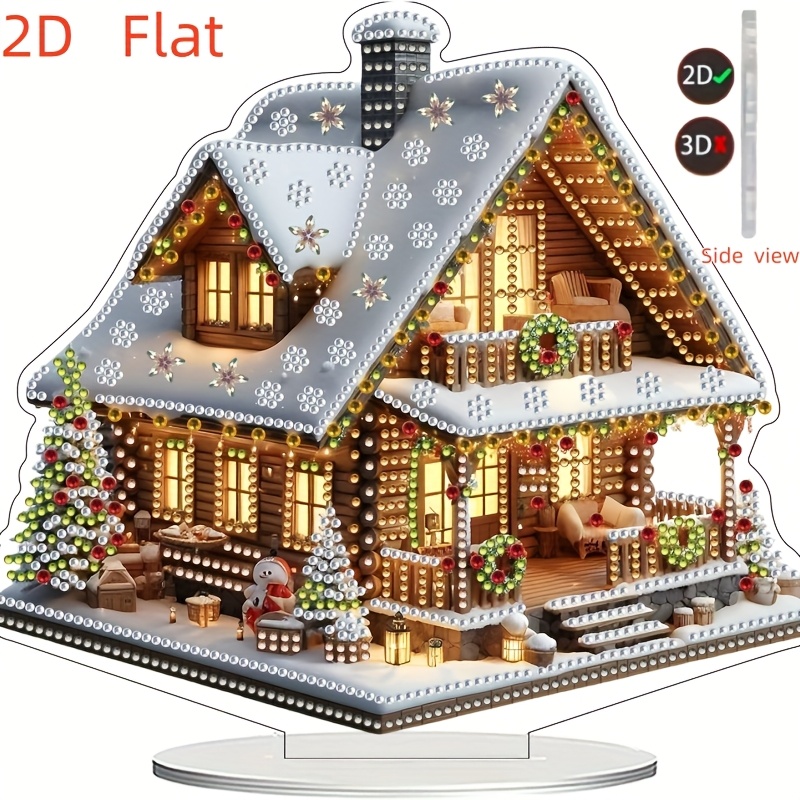 TEMU Large 5d Diamond Painting Kit - Self-lit Winter With 3d Diamond Beads, Glowing 2d/3d Effect, No Glue Needed, Diy Christmas Tabletop/desk