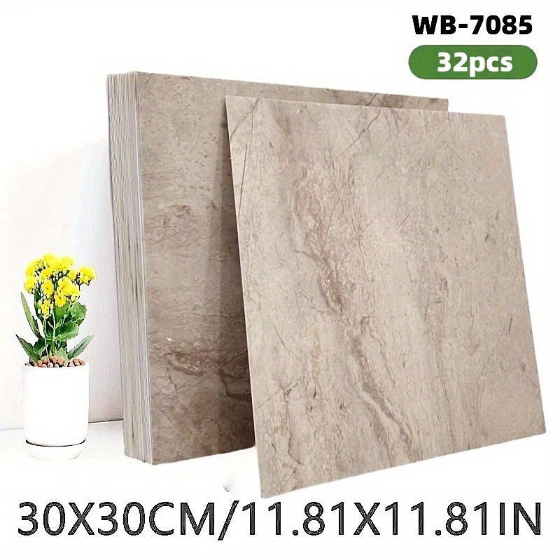 16/32pcs Waterproof Marble Pattern Vinyl Backsplash, 11.8x11.8" Marble Pvc Tiles, And Stick Installation | For Bedroom And Living Room Decor, Home Decor Floor, Waterproof Wallpaper