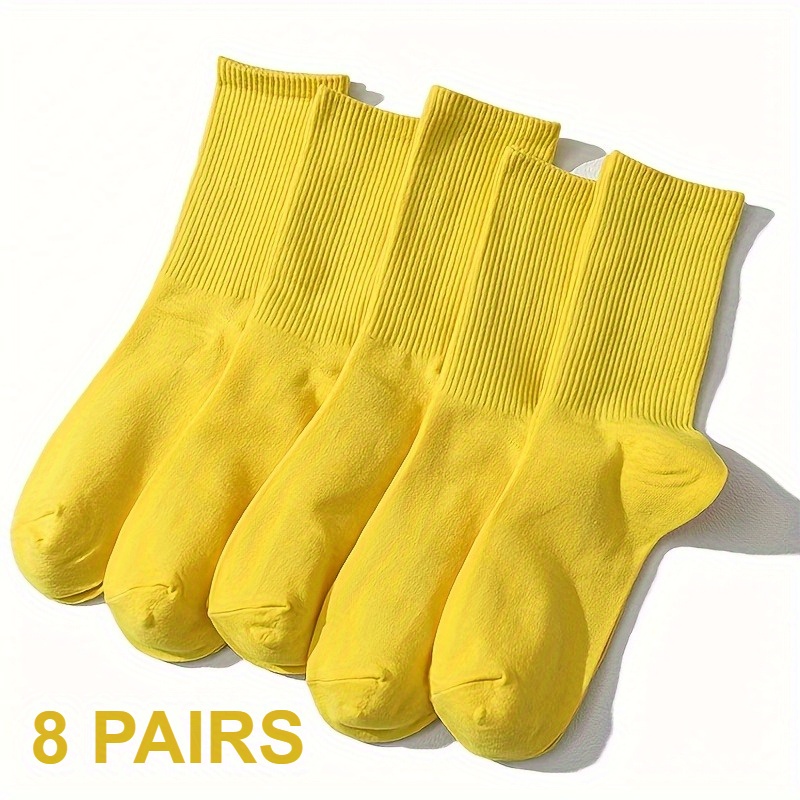 TEMU 8 Pairs Of Mid-calf Socks - Comfortable And Breathable Socks For Men And Women, Perfect For Casual Wear And Outdoor Activities, Making Them An