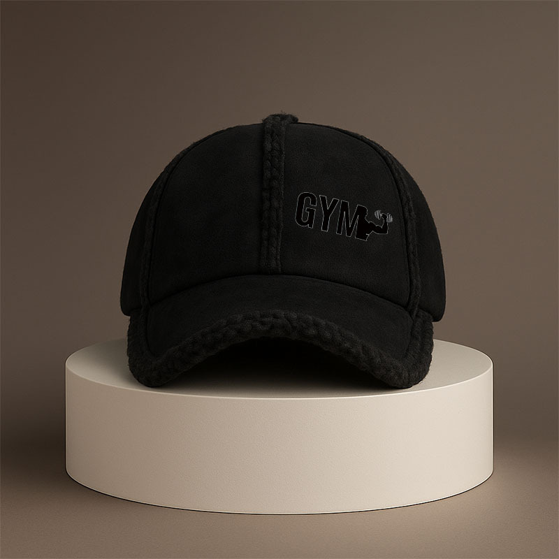 TEMU Fleece-lined Baseball Cap With \"gym\" Print, Fall Winter Thickened Lamb Warm Duckbill Hat, Adjustable Men Women Outdoor Vintage Casual Cap