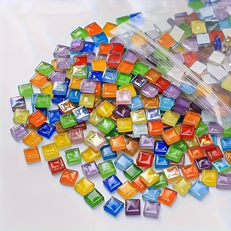 E-shop 600 Stück, Mosaikfarbenes Kristallglas, Kunsthandwerkliche Materialien, Glitzer Glas Dekorative Puzzles
