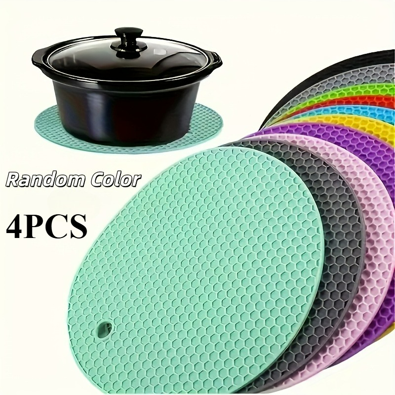 TEMU Peejaa--4 Random Color Silicone Honeycomb Placemats - Non-slip And Durable Placemats, Suitable For Cookware And Grilling - Multi-functional, For