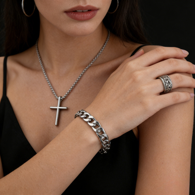 お得！シルバーアクセサリーまとめ売り クロスネックレス ブレスレット リング ファッションスタイル クロスペンダント ネックレス ブレスレット