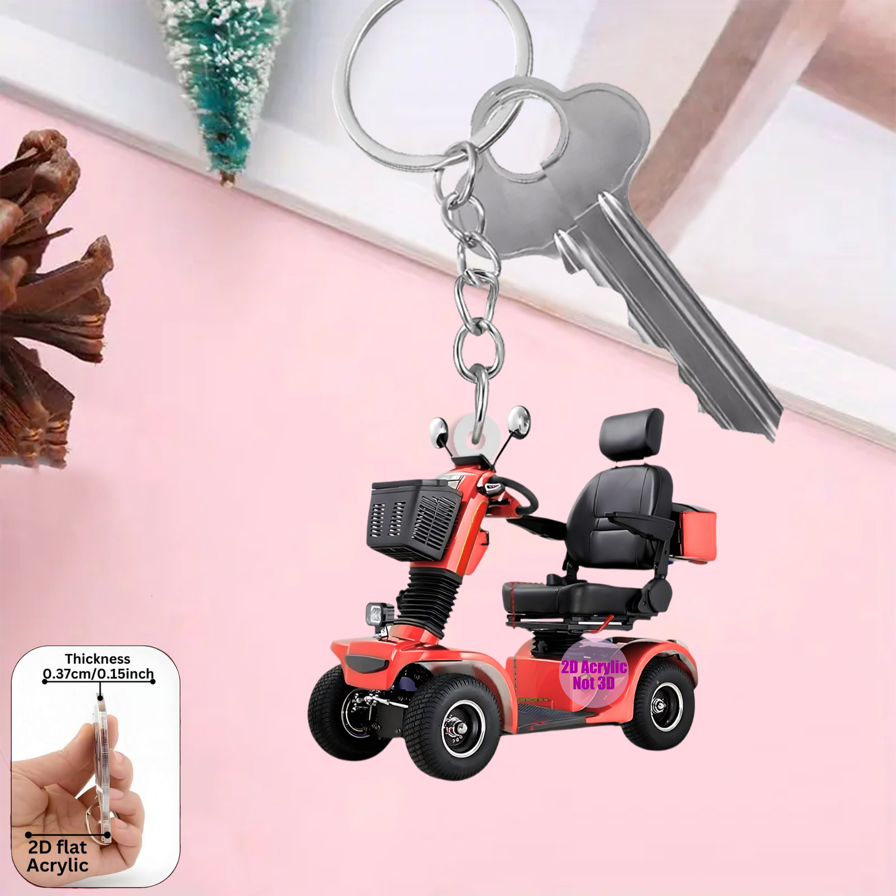 TEMU 2d Design- Fashionable And Unique Design, 1pc, Car-themed Keychain, Cute Keychain, Keychain Accessory, Trendy Enhancement Accessory, Compatible