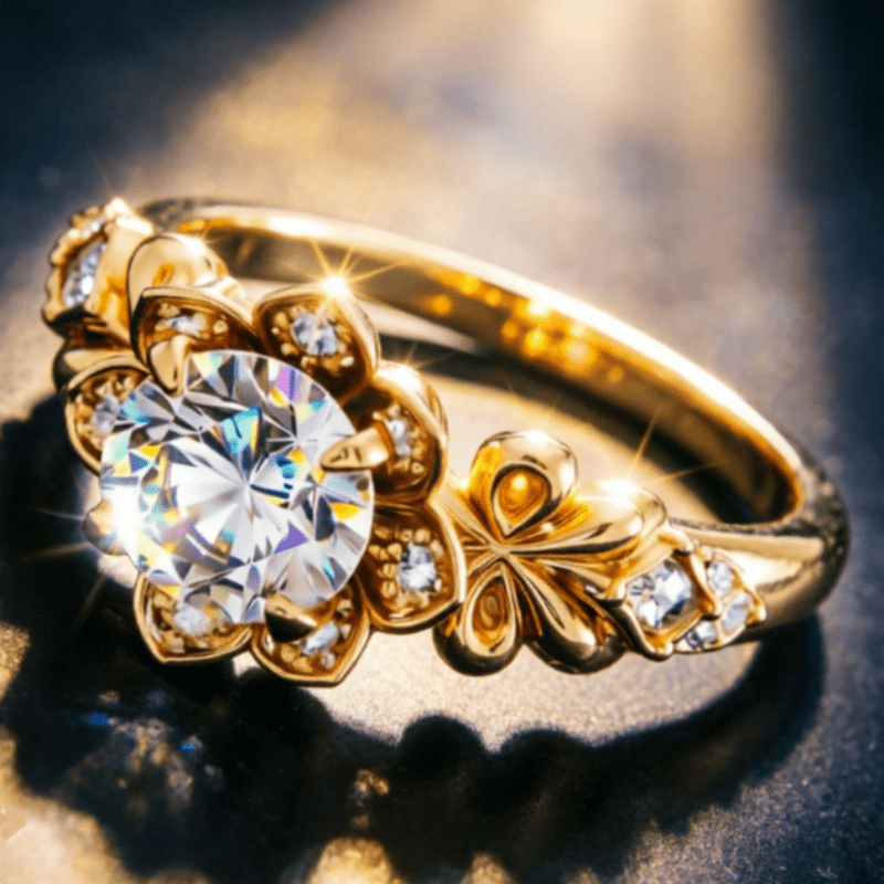 Women's Elegant Nature-Inspired Copper Engagement Ring