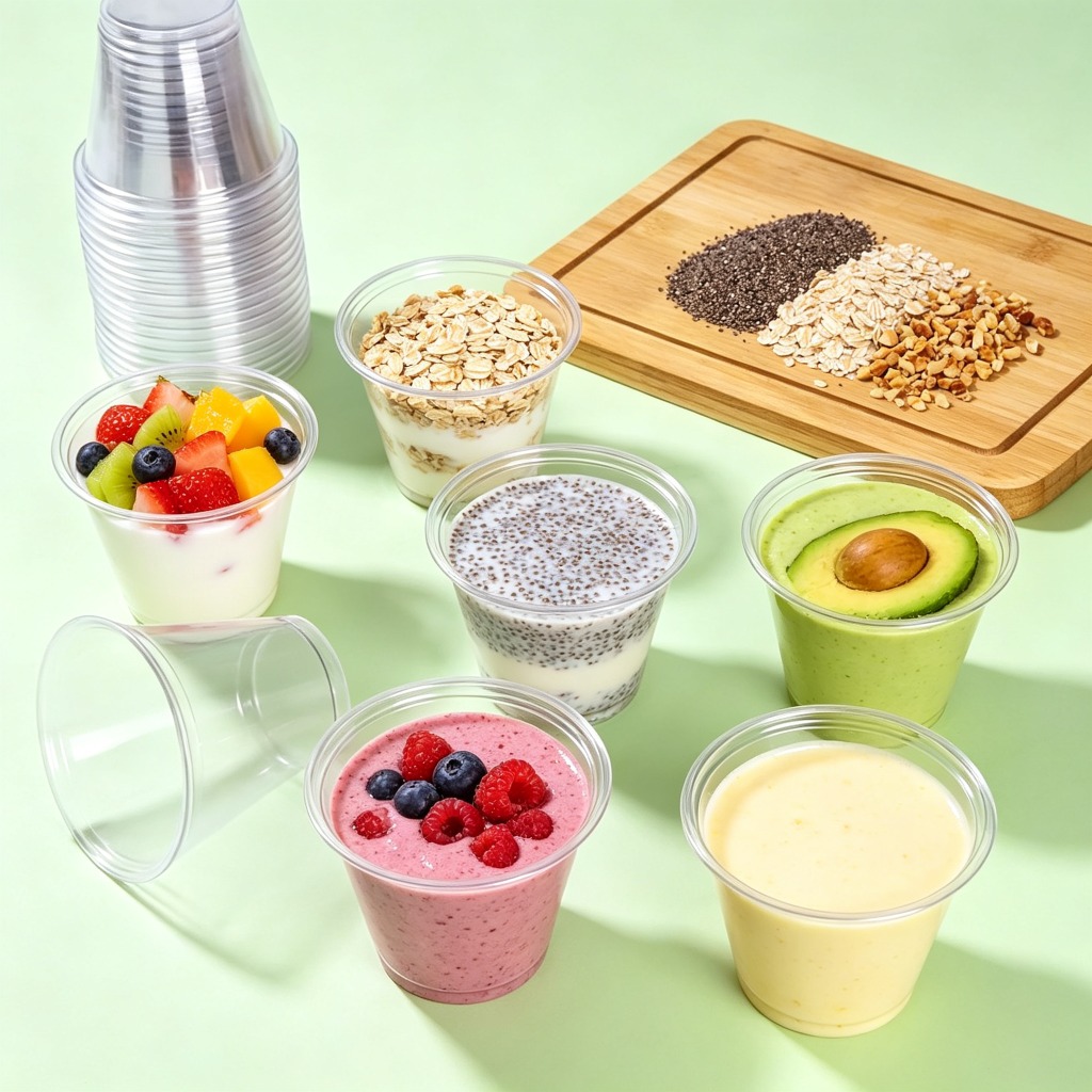 72pcs Large Clear Plastic Cream Cups with Flat Lids