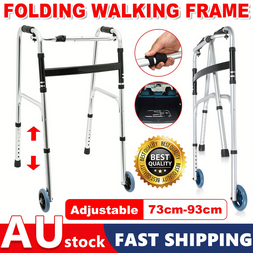 Adjustable Height Walker Durable Alloy Construction One-Button Folding Mechanism Feet for Stable Movement