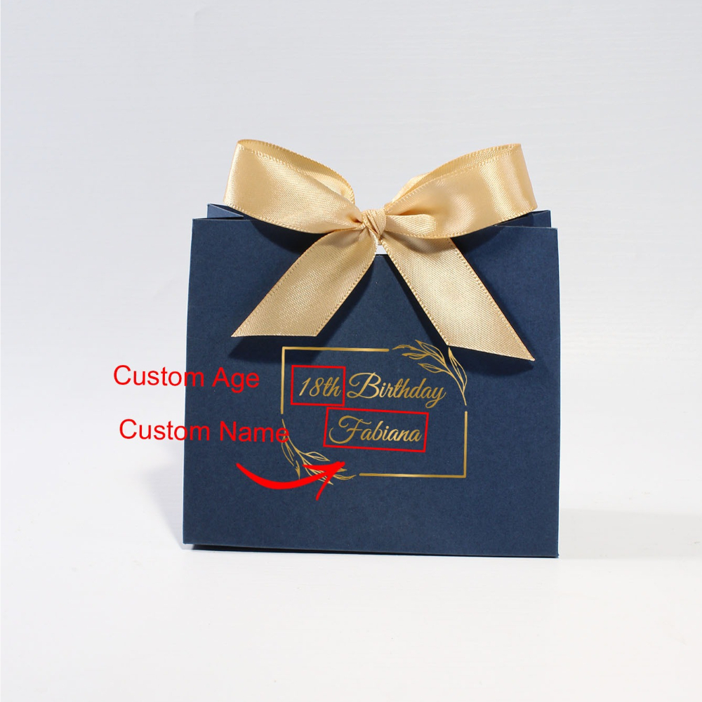 TEMU 10/50pcs Scatola Regalo Personalizzata con Nastro, Scatola con e Et� per Feste di Compleanno, Confezione Elegante e Verde, Scatola per Caramelle