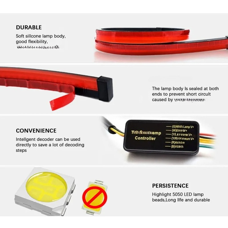 1pc car 100cm universal 12v flexible led light strip multi mode lamp atmosphere lights decorative ambient lighting car accessories Product details 3