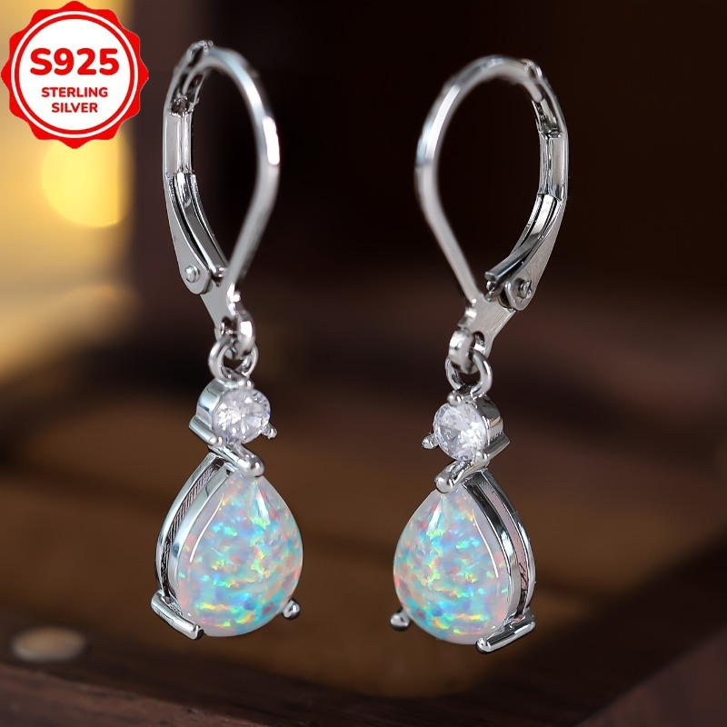 TEMU Boucles d'oreilles élégantes en argent sterling S925 avec de d'eau - Idéales pour les célébrations et , hypoallergéniques