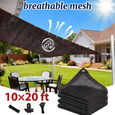 2pcs Outdoor Sunshade Cloth Set| Black Shade Net - 10/20 Feet Canopy, Used for Privacy Protection in Gardens And Courtyards. Effectively Blocks Sunlight And Ultraviolet Rays. Durable, Easy to Install, And Also Suitable for Other Uses