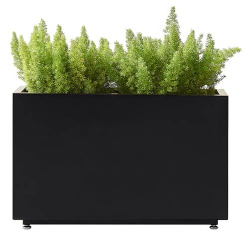 metal planter box modern outdoor rectangular trough planters drainage holes easy assemble plant container for commercial and residential heavy duty weather resistant black