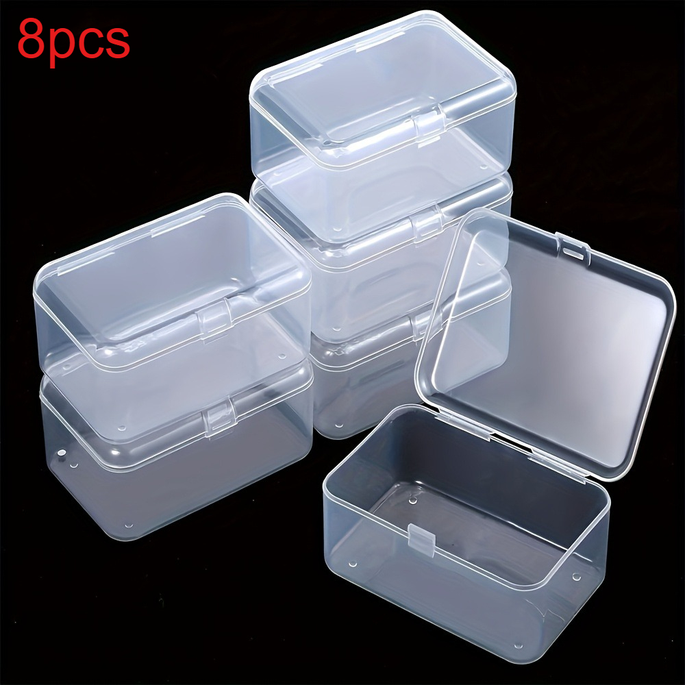 TEMU 8er-Set durchsichtige Aufbewahrungsboxen aus Kunststoff mit sicherem Klappdeckel - Wasserdichte, robuste, rechteckige Organizer für Zuhause &