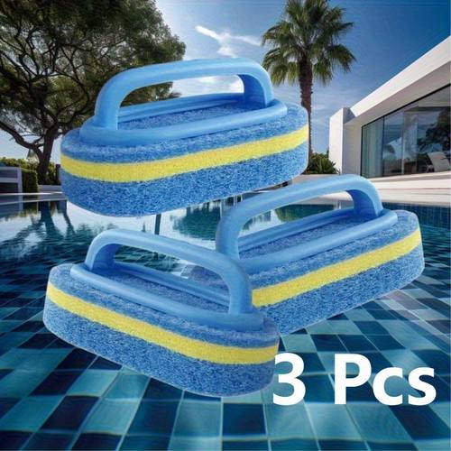 3 pool cleaning brush set manual non electric polypropylene handle sponge brushes suitable for pool walls and tiles with accessory handles