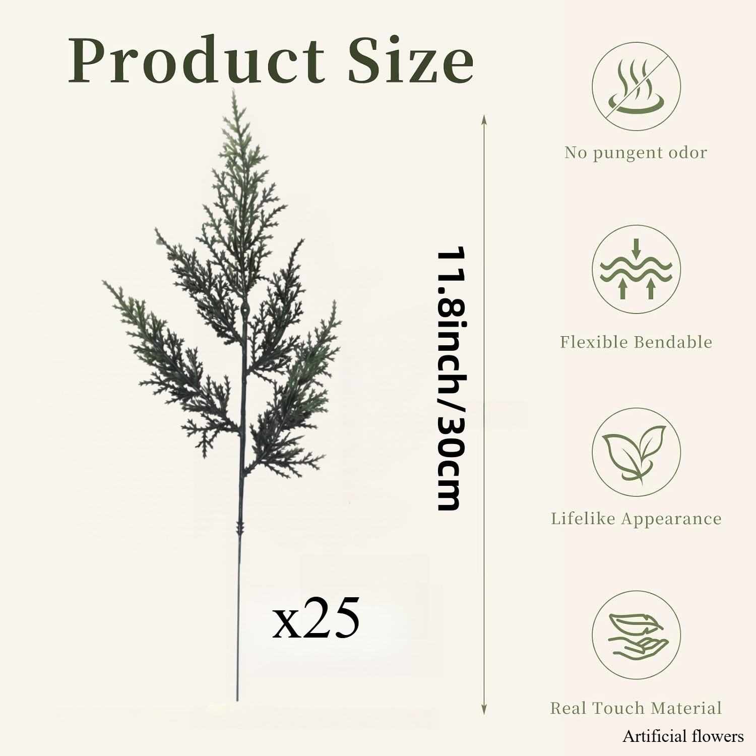 TEMU 25pcs Artificial Cedar Branches, Real Touch Christmas Evergreen Pine Branches, Soft Texture Material, Realistic Appearance, Suitable For Vase