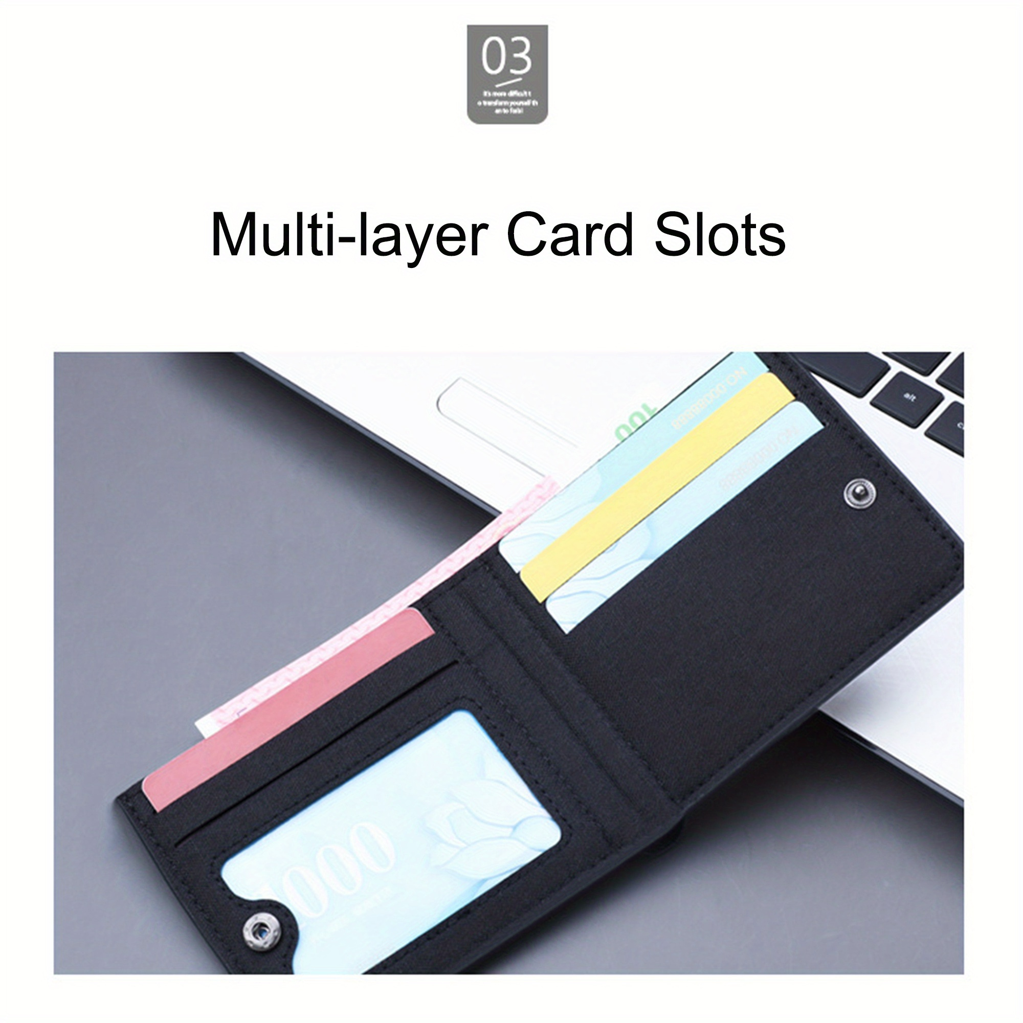 Billetera de lona vintage para hombre con múltiples ranuras para tarjetas, diseño plegable de gran capacidad y cierre seguro con cremallera - Negro, poliéster duradero, estilo casual, clip de dinero para estudiantes, billetera versátil.