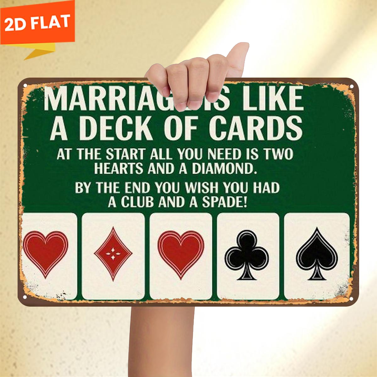 TEMU 2d Flat, 2d Flat Piece, Marriage Is Like A : It Begins With , And Ends With Clubs And . Wooden Sign, Decorative Painting For Room, Restaurant,