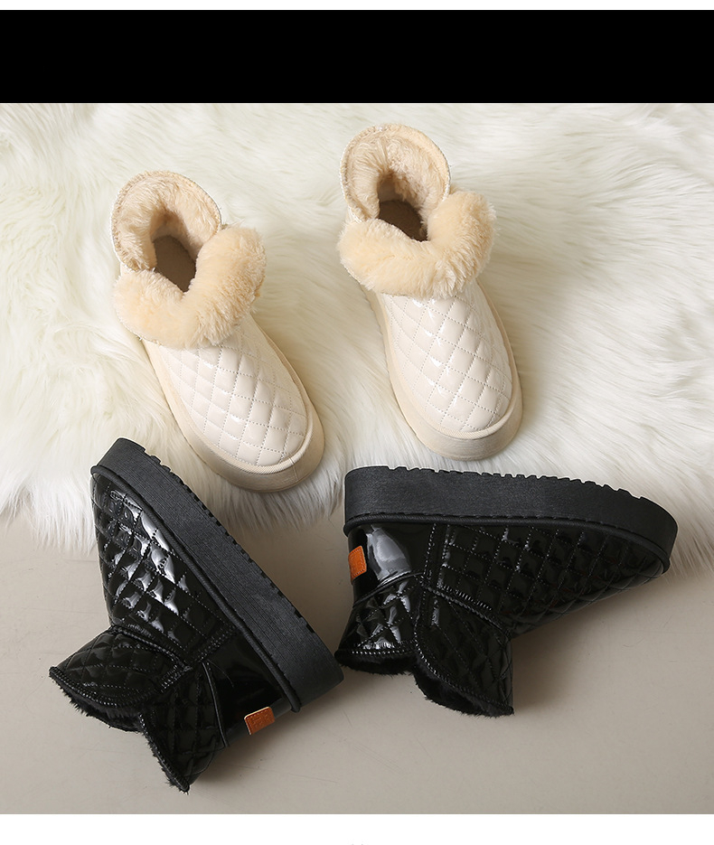 womens winter snow boots with h shaped lift height increase high quality non slip fleece lined thickened pu upper rubber sole beige black grey warm ankle boots for   slush all terrain Product details 3