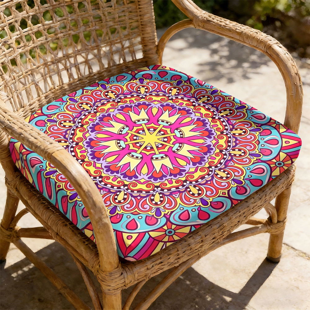 TEMU 1 Cojín Bohemio con Diseño Mandala para Asiento de Silla de Patio, Cojines para Asientos Interiores y Exteriores, Cojines para Respaldo, Tamaño