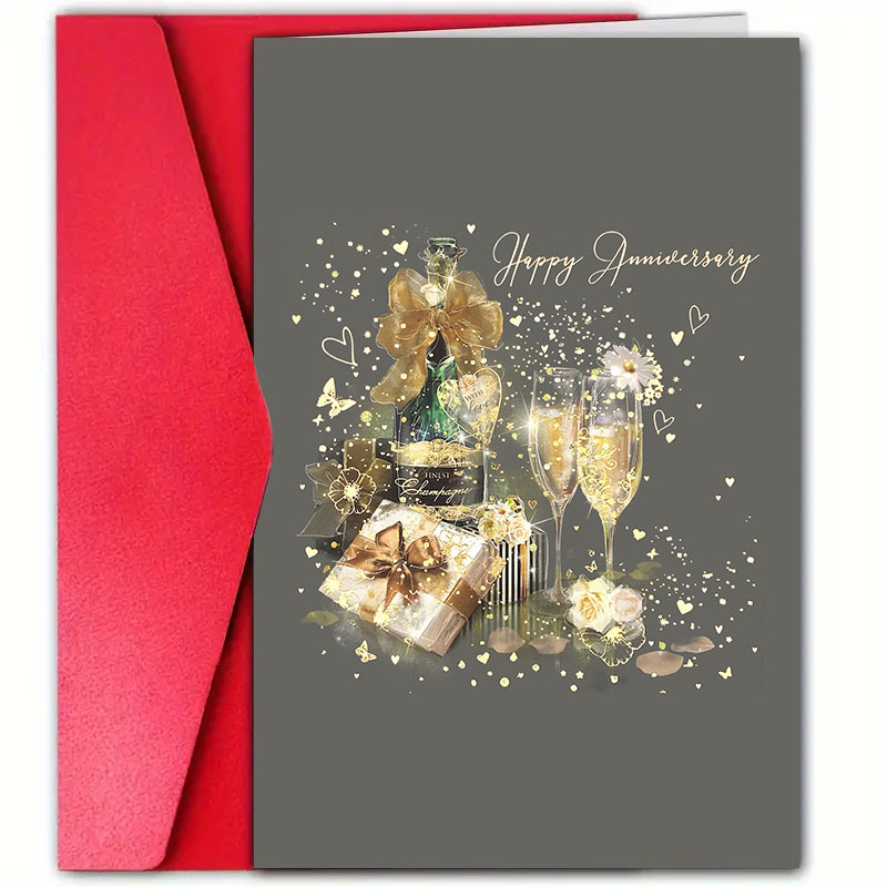 TEMU 1pc Romantic Anniversary Card With Envelope, Ideal Gift For Boyfriend, Girlfriend, Wife, Or Husband, Featuring Sweet , Valentine's Day, A Unique