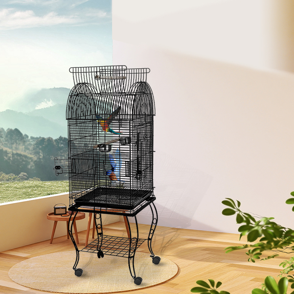 Spacious Wire Birdcage Compatible For & Small With Open Skylight Ventilation, Sturdy Wire, Assembly - Ideal For Budgies, , - Bird Cage (59x59x150cm, Bird)