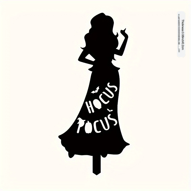 TEMU 【2d Flat】 [2d Flat] 1pc Witch Silhouette - Halloween Outdoor Lawn Acrylic Decor, Black Witch Design For Home Parties And Yard Art