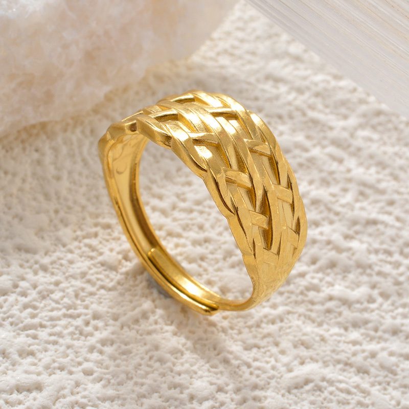 Vintage 3D Woven Texture Hypoallergenic Stackable Ring