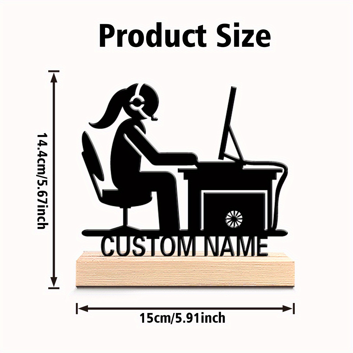 TEMU Customizable Collectible Figurines For Desktop Decoration, Featuring A Metal Statue With A Wooden Base - Engraved With Names Or Text, Perfect As