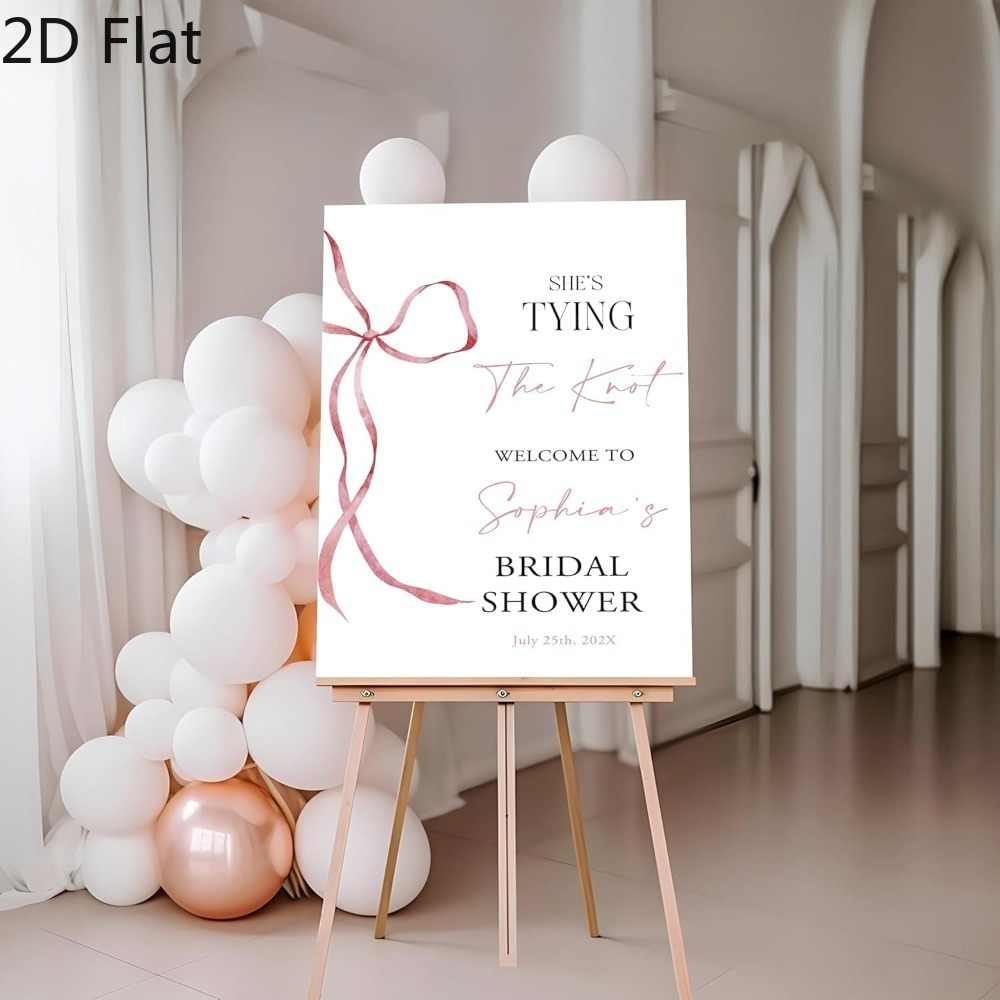 TEMU 2d Flat, Personalized 2d Flat Unframed - Customized Name Poster For Engagement & Bachelorette Party, Rustic Bridal Party Welcome Sign, Elegant