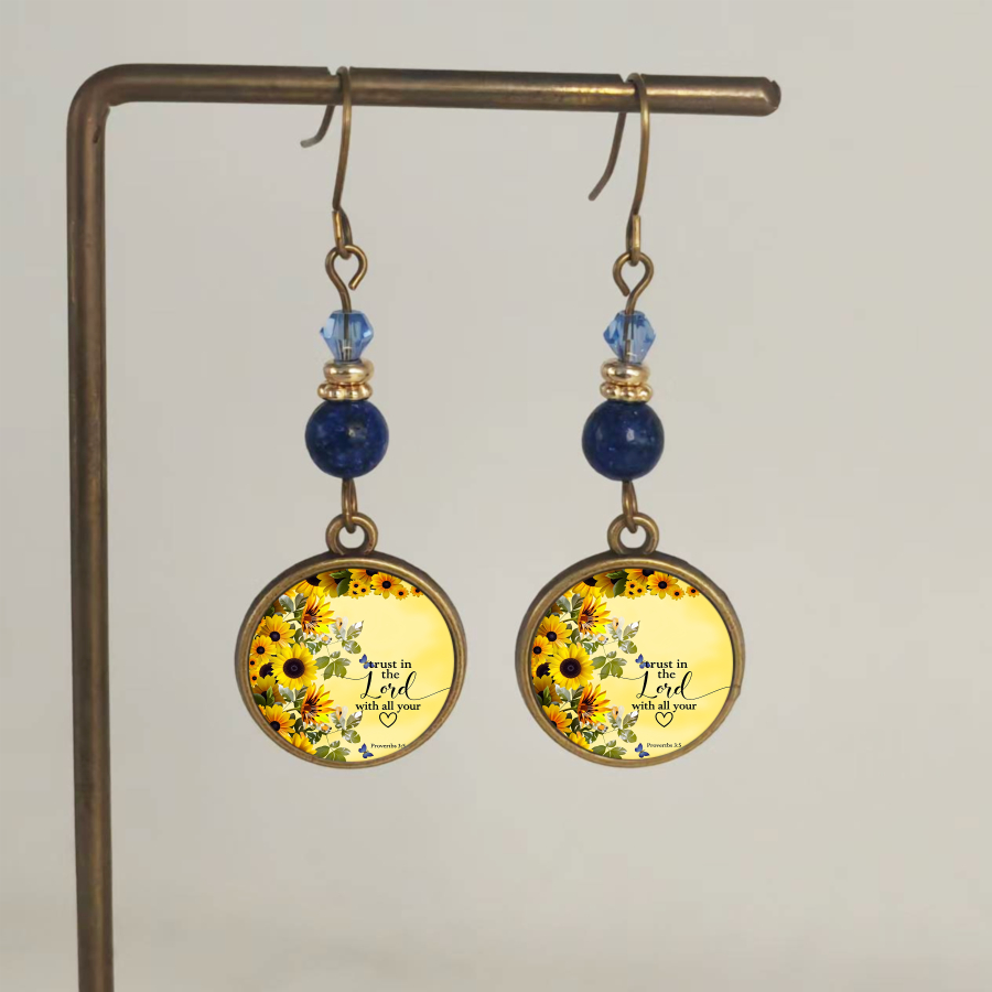 TEMU 2pcs Sunflower Earrings Floral Earrings Nature Earrings Faith Earrings Circular Earrings Botanical Earrings Jewelry Accessories Unique Jewelry