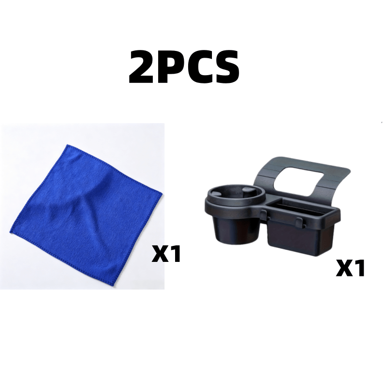 TEMU 2pcs Car Storage Set (multi-functional Car Storage Box + Microfiber Car Cleaning Towel) Durable Abs Car Storage Box With Cup Holder And Phone