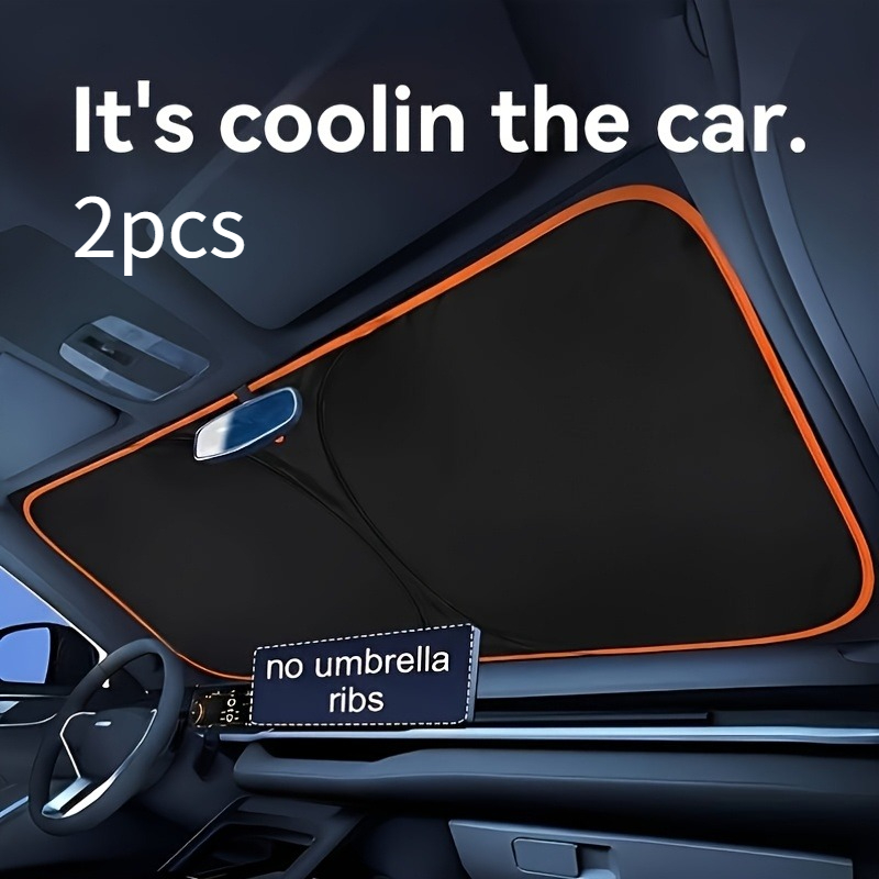 Image of Car Front Windshield Sun Protection Shade, High Density Reflective Heat Insulation Fabric, & Convenient Storage, Tightly Fits Windshield, Sunlight, Safeguards Car Interior & Privacy