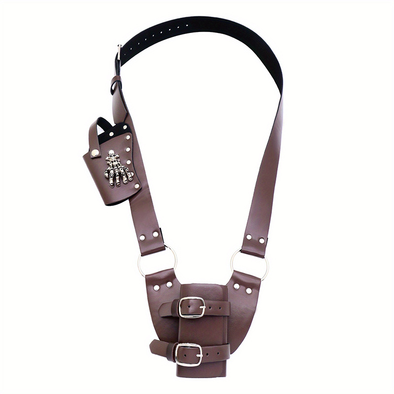 TEMU 1pc Medieval Shoulder Sword Strap Holder, Renaissance Pu Leather Frog Double Scabbard Holster, Pirate Halloween Accessory